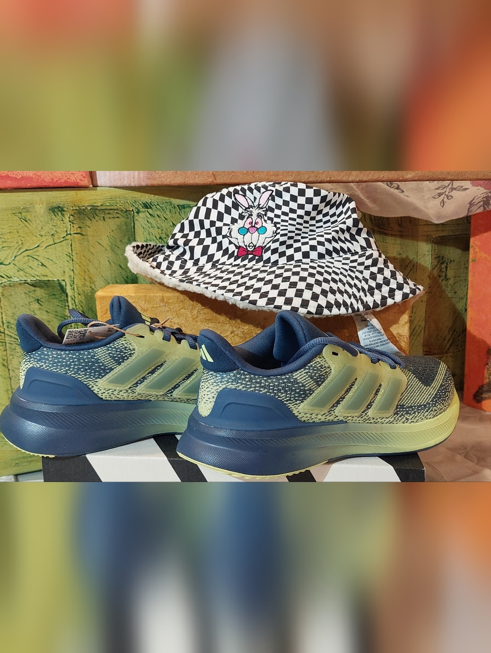 adidas Men's Blue and Light Green Running Shoes - Picture 7 of 8